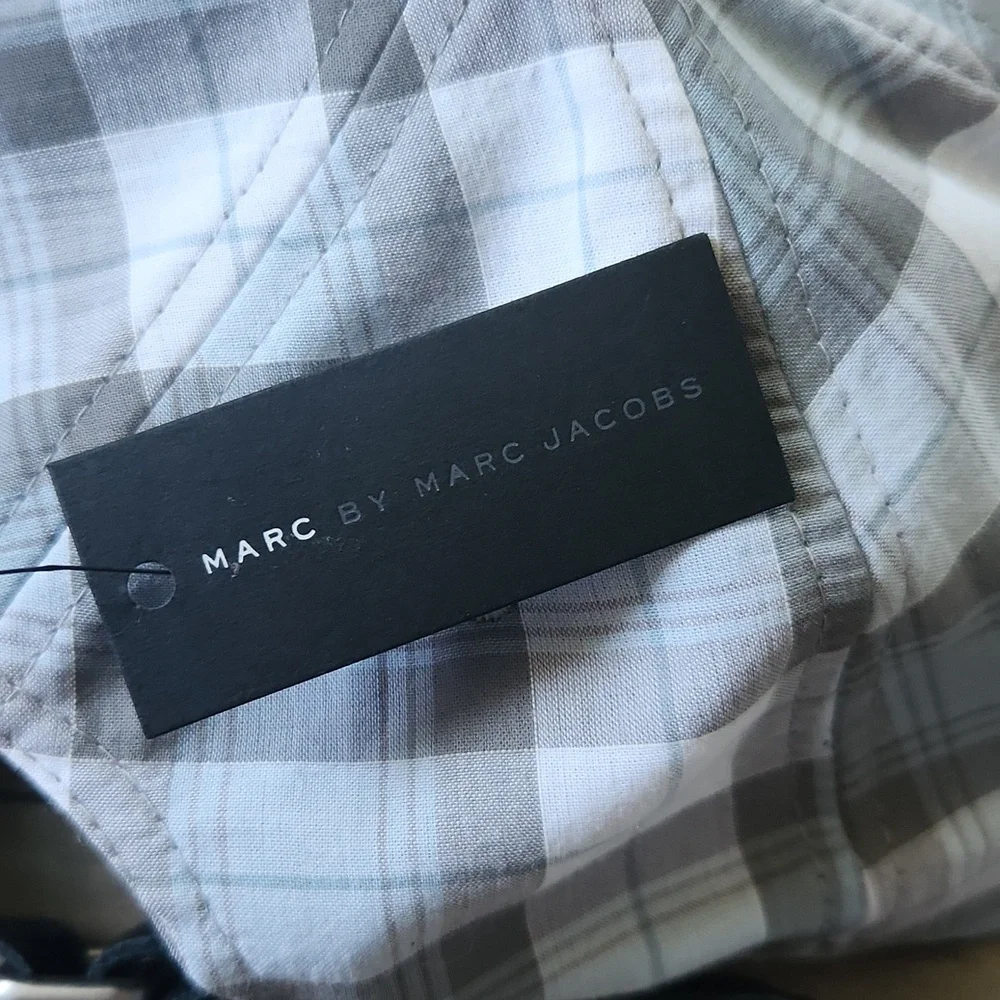 Marc Jacobs Blue Gray White Plaid Hat NwT